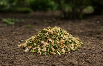 Gehäckseltes Pflanzenmaterial im Gartenboden als wertvolle Ressource