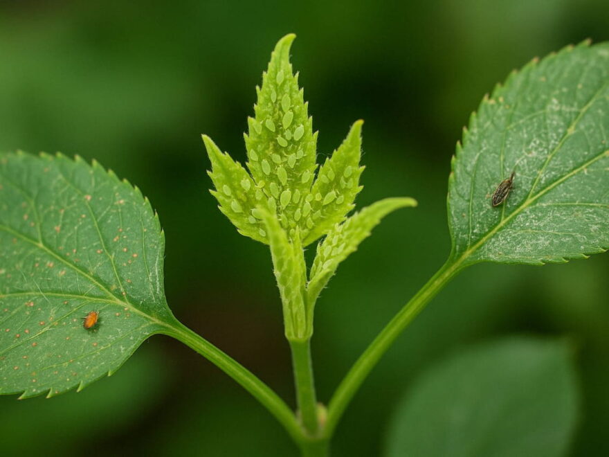 Blattläuse und andere Schädlinge auf Pflanzenblättern im Garten erkennen