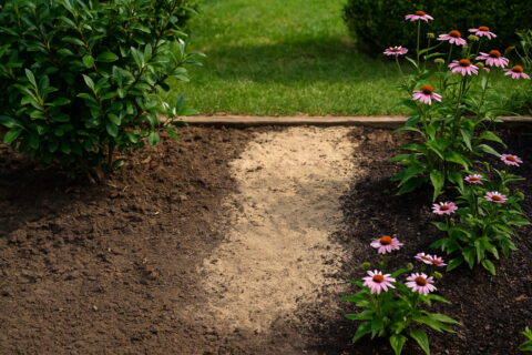 Unterschiedliche Pflanzen in Sonne und Halbschatten mit verschiedenen Bodentypen zur Verdeutlichung des variierenden Wasserbedarfs.