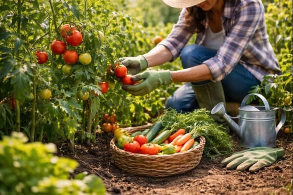 Gartenarbeiten im Sommer – Pflege, Wachstum und Ernte Sommerliche Gartenarbeiten: Pflanzen pflegen und Gemüse ernten